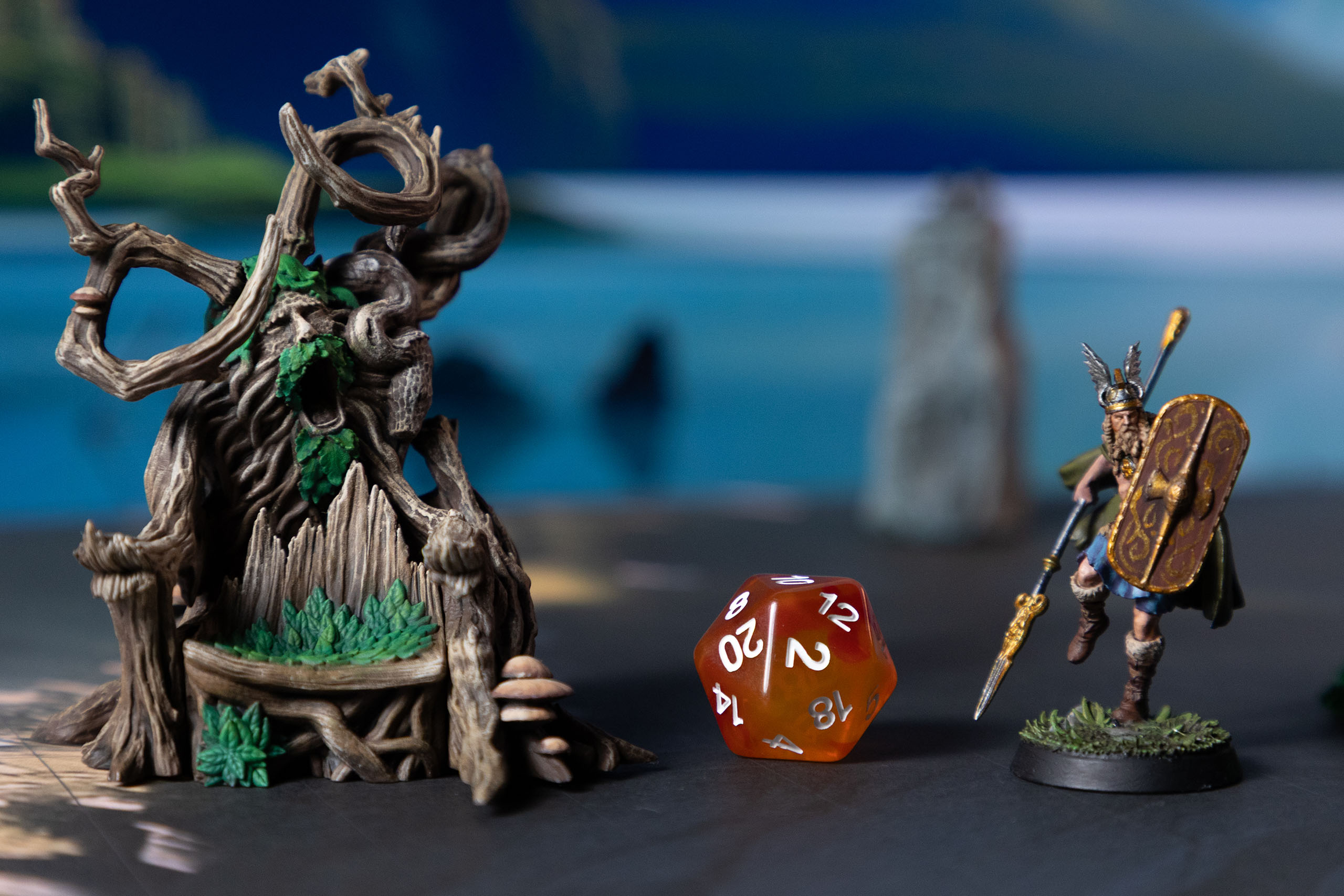 Throne of Cernunnos and Lugh, God of Justice, miniatures from Loot Studios' miniature bundle, Celtic Dawn.